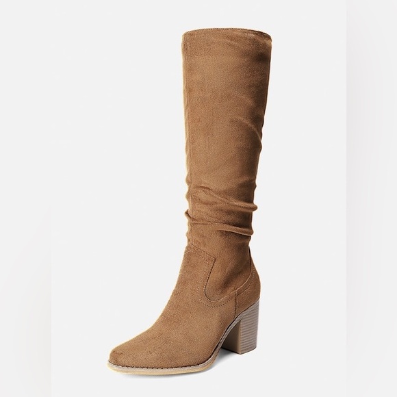 NWT/NWB Dream Pairs c/o JustFab Faux Suede Snip Riding Boot in Camel, Sz. 8 - Picture 4 of 8